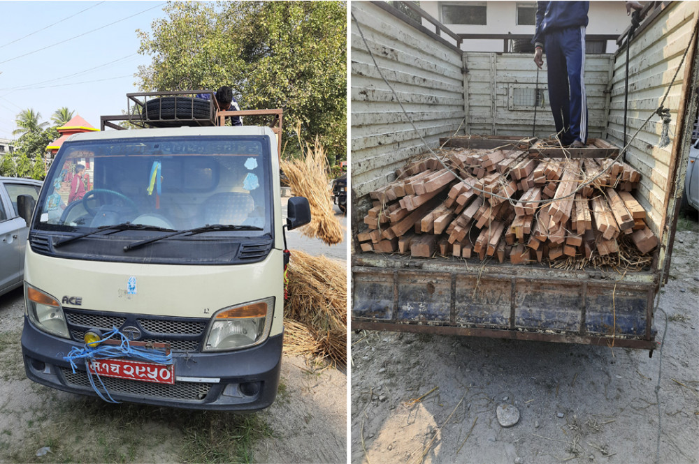 अवैध काठसहित दुई जना नियन्त्रणमा