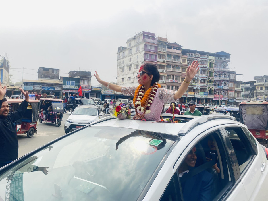 मेनुका पौडेललाई झापामा भव्य स्वागत