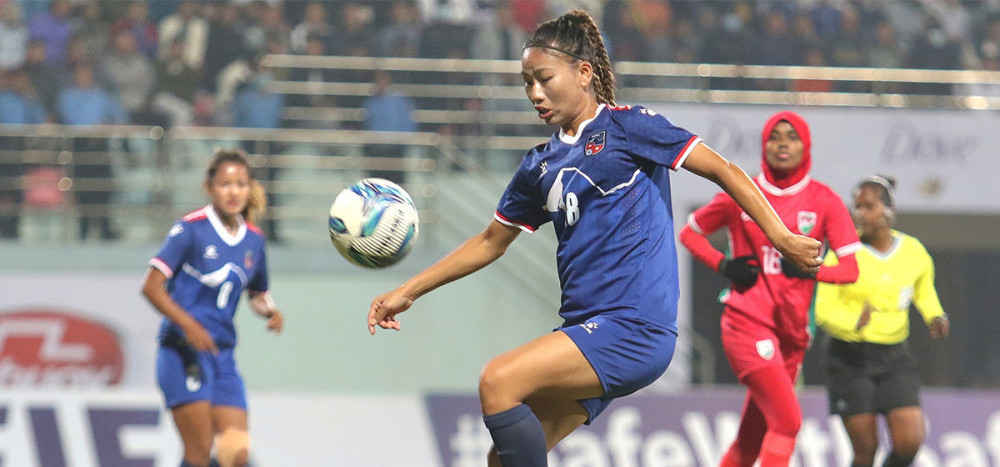 साफ वुमन्स च्याम्पियनसिप : माल्दिभ्स विरुद्ध नेपालको गोल वर्षा